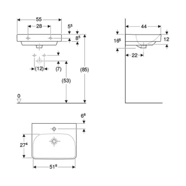 Smyle Square umivaonik 55cm 