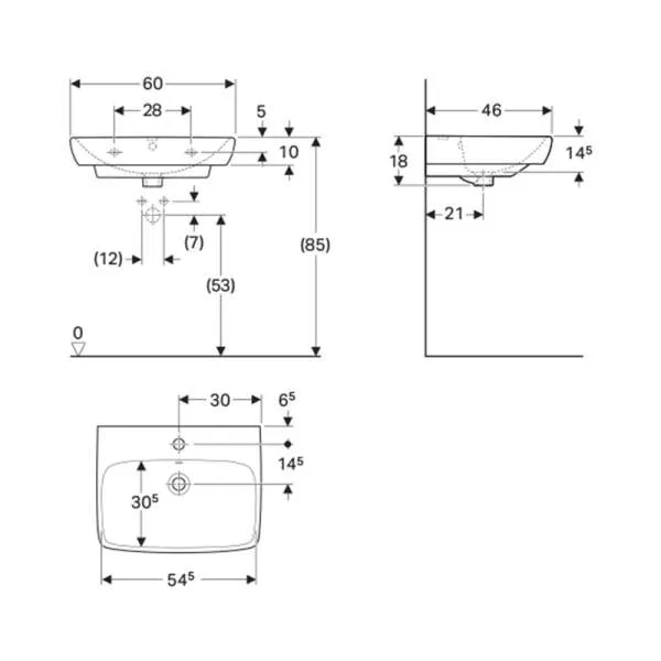 Selnova Square lavabo 60cm 