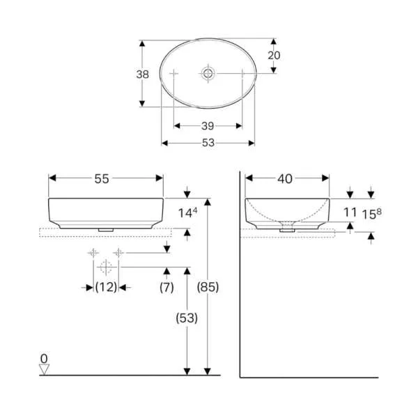 Variform ovalni lavabo 55cm 