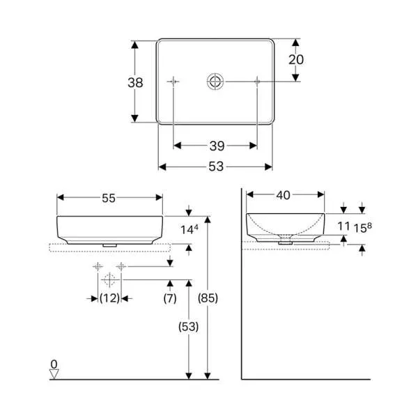 Variform nadgradni lavabo 55cm 