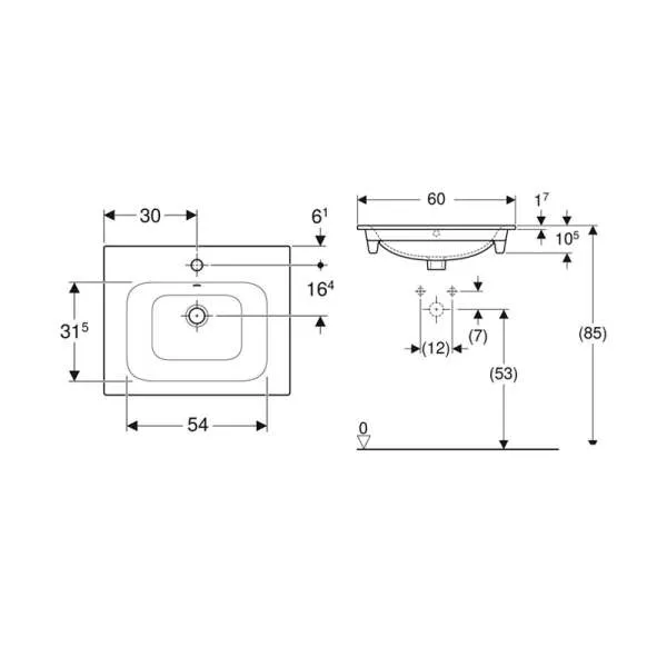 Selnova Square umivaonik 60cm 