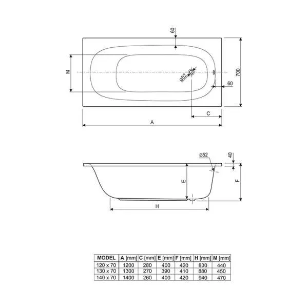 Korana kada 130x70cm set 