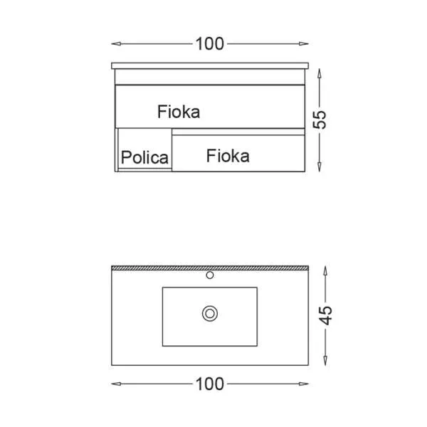 Karasu ormarić sa umivaonikom 100cm 