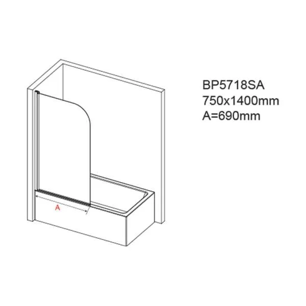 Paravan za kadu BP5718SA 75x140 