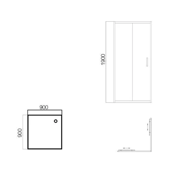 Tuš paravan BR2806 sivi 90x90 