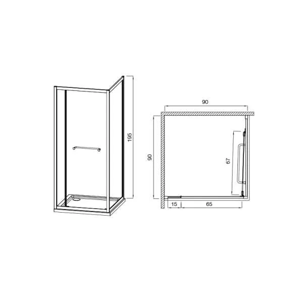 Tuš paravan Don Black 90x90 