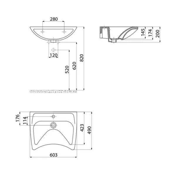 Invalidski lavabo 60cm 