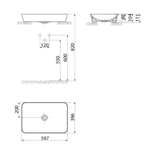 Ultra lavabo Antracite Matt 60cm 