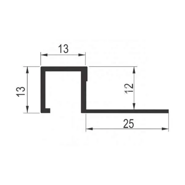 Alu lajsna ger kocka 12mm Mat srebro 