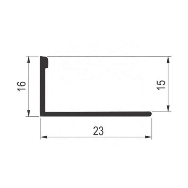 Alu lajsna ger ravni 15mm Mat srebro 