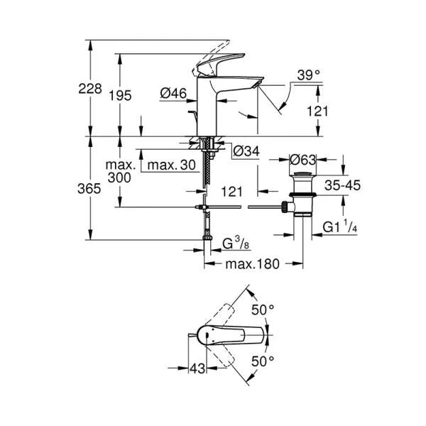 Eurosmart 2021 baterija za lavabo M 