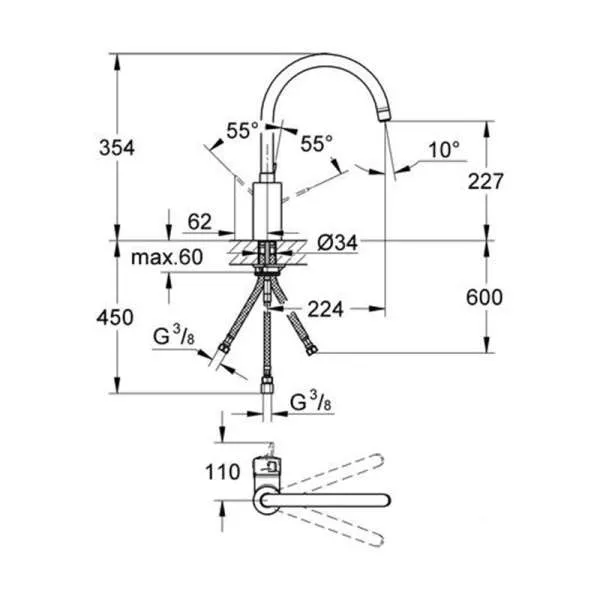 Eurosmart Cosmopolitan baterija za sudoperu 31180000 