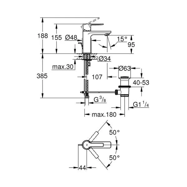 Lineare XS baterija za lavabo 