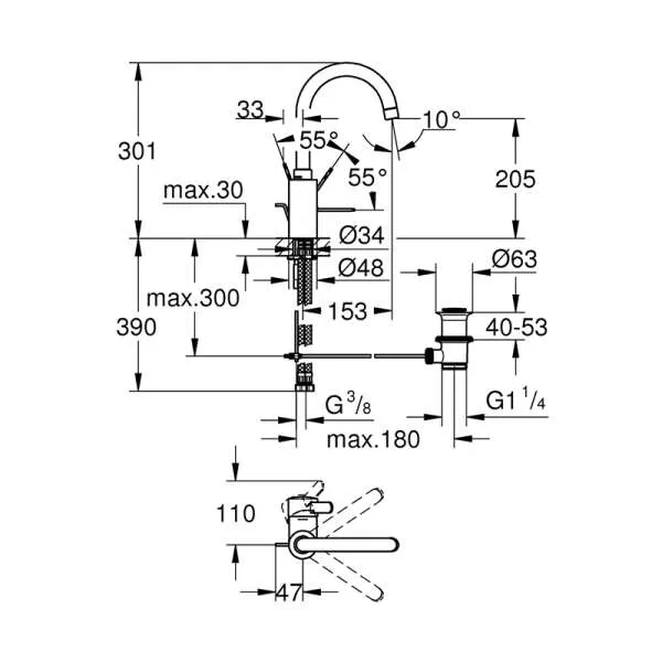 Eurosmart Cosmopolitan baterija za lavabo 32830000 