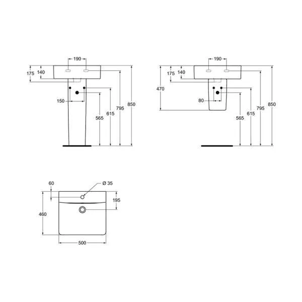 Cube Connect lavabo 50cm 