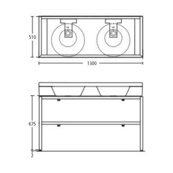 IQ metalna polica za dupli lavabo 130cm 