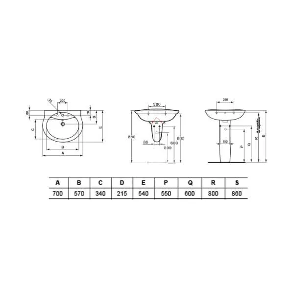 San Remo Kheops lavabo 70cm 