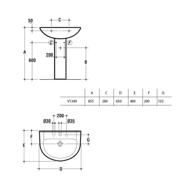 Ecco Gemma konzolni lavabo 65cm 