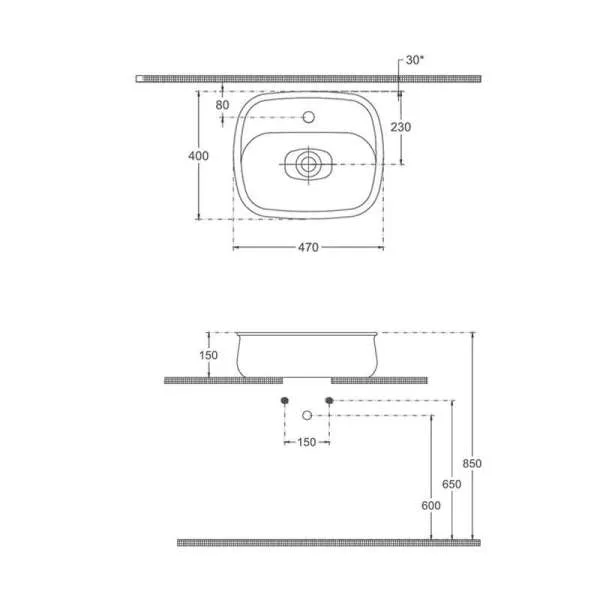 Fluido nadgradni lavabo 47cm 