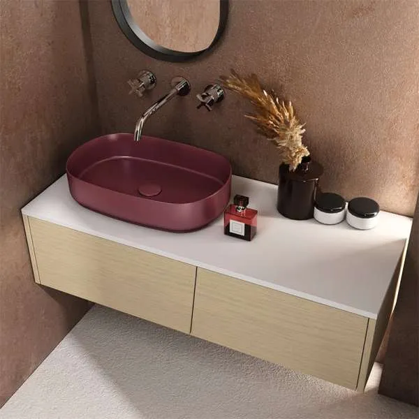 Infinity nadgradni lavabo 55cm rustik bordo 