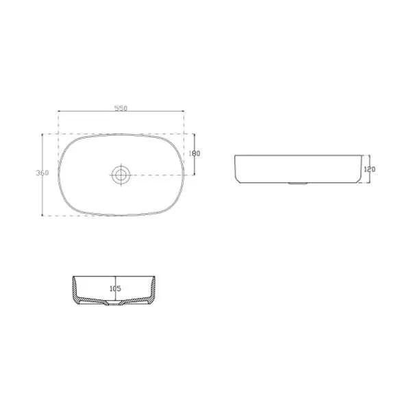 Infinity nadgradni lavabo 55cm rustik bordo 