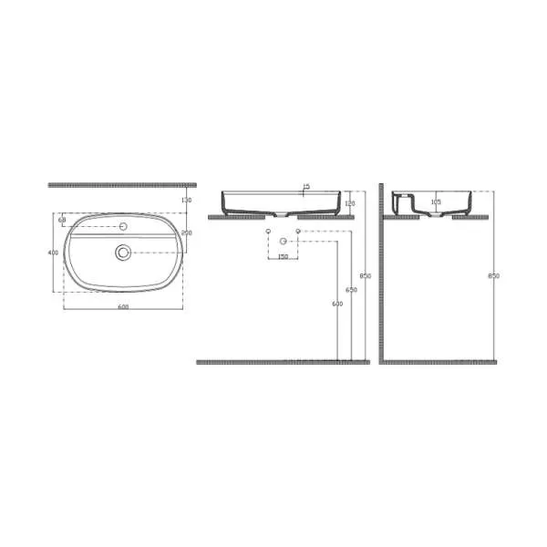 Infinity nadgradni lavabo 60cm ivory 