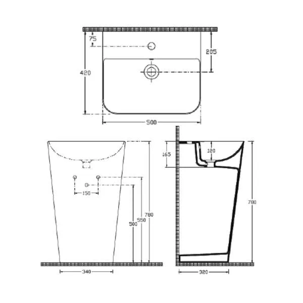 Sott’Aqua S&S samostojeći lavabo 50cm matt white 