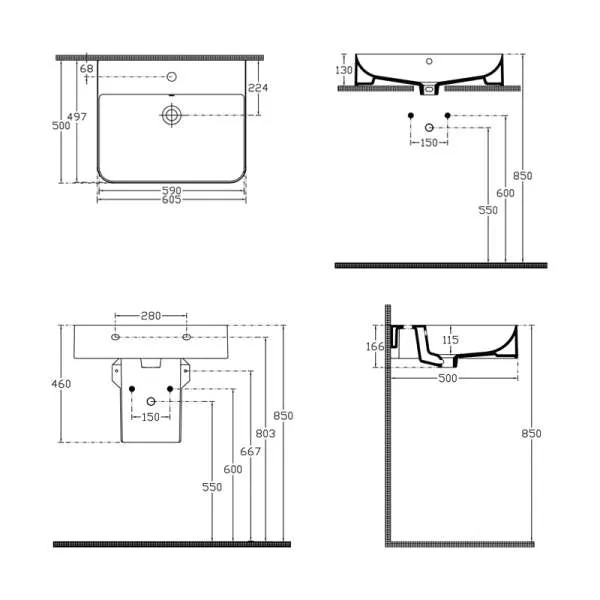 Sott’Aqua nadgradni lavabo 61cm 