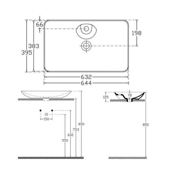 Sistema Y nadgradni lavabo 65cm 