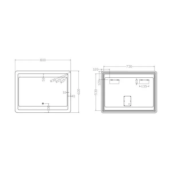 Ogledalo LED Viola 80x60 