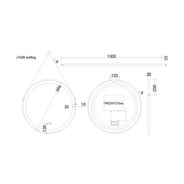 Ogledalo LED Amber R70 