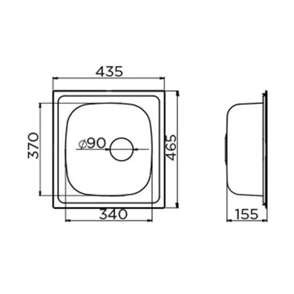 Inox sudopera Quadro 90 