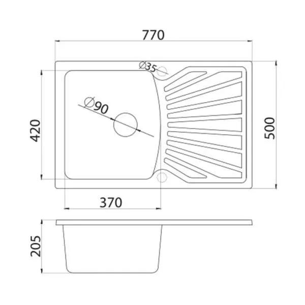 Granitna sudopera XQuadro Plus 77 crna 