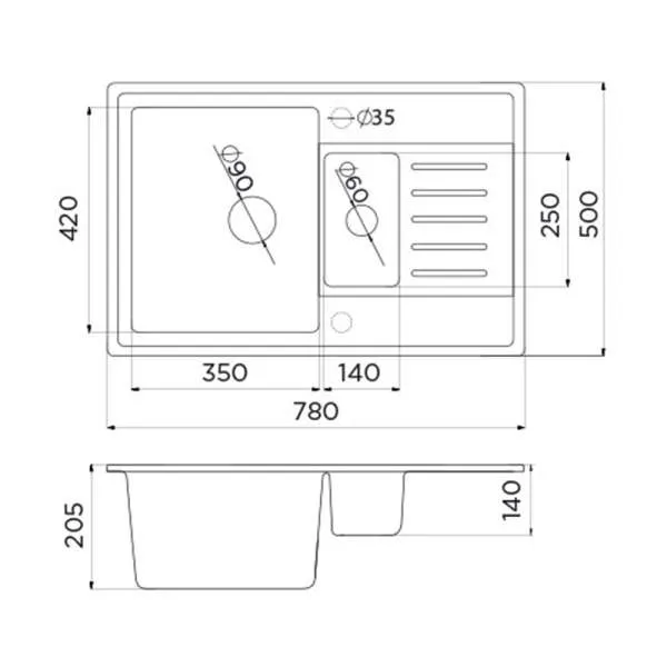 Granitna sudopera XQuadro Plus 1.5D bela 