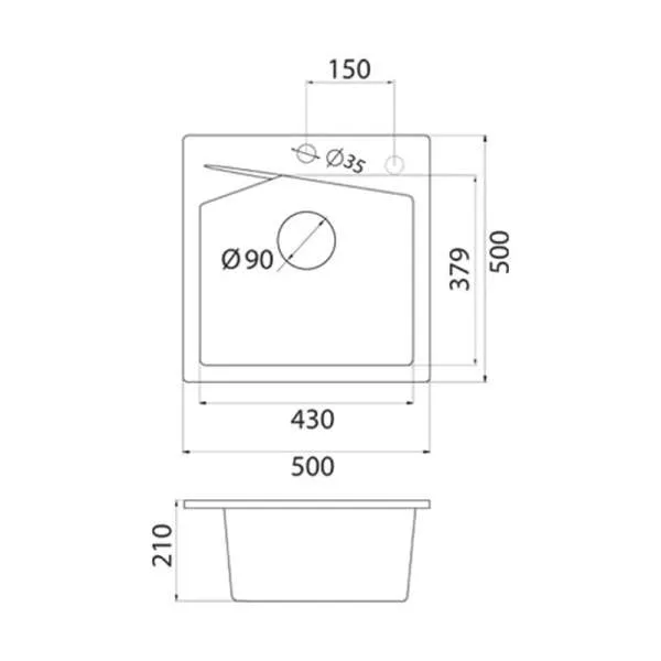 Granitna sudopera XLinea 50 siva 