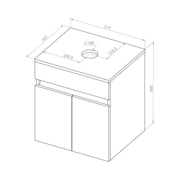 Rihtim ormarić za nadgradni lavabo 52cm 