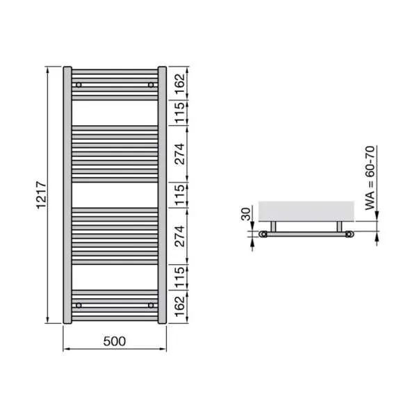 Aura radijator 50x120cm hrom 