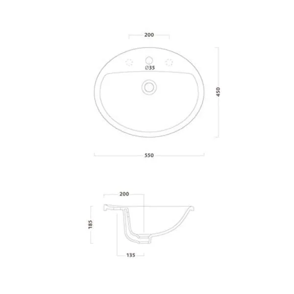 Selnova 3 ugradni lavabo 55cm 