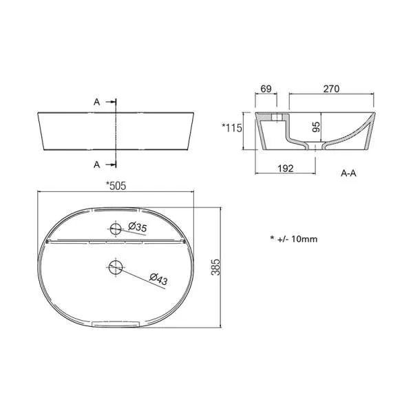 Varmega lavabo 50cm 