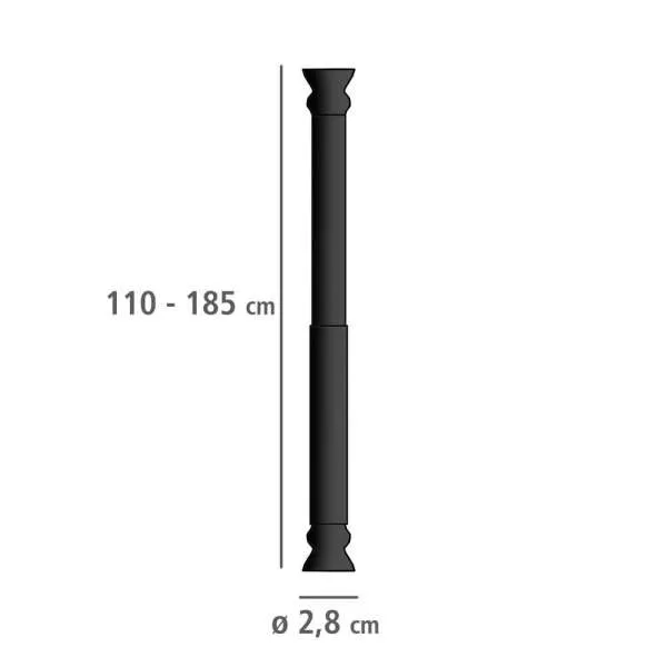Teleskopski nosač zavese crni 110-185cm 