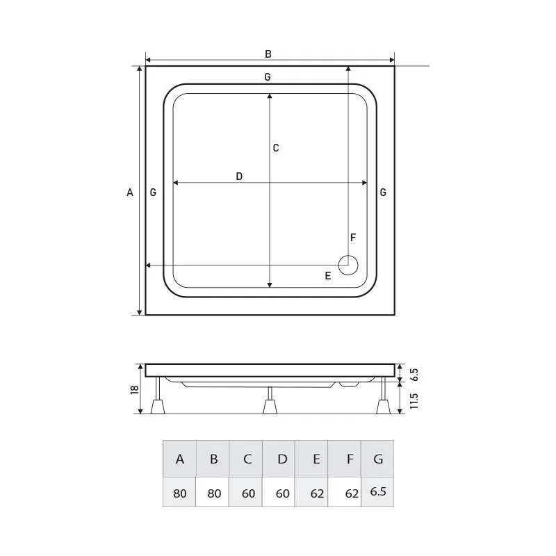 Carisma tuš kadica 80x80 