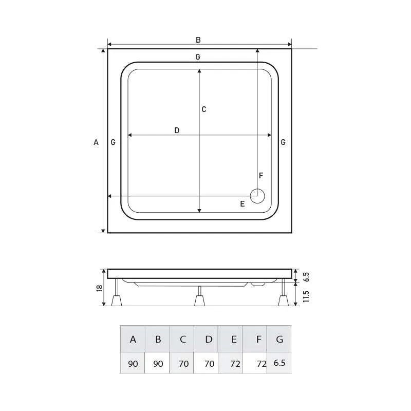 Carisma tuš kadica 90x90 
