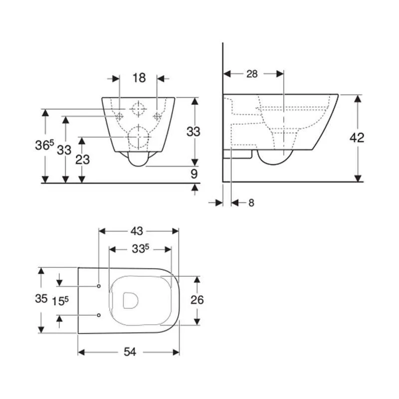 Smyle Square konzolna WC šolja rimfree 