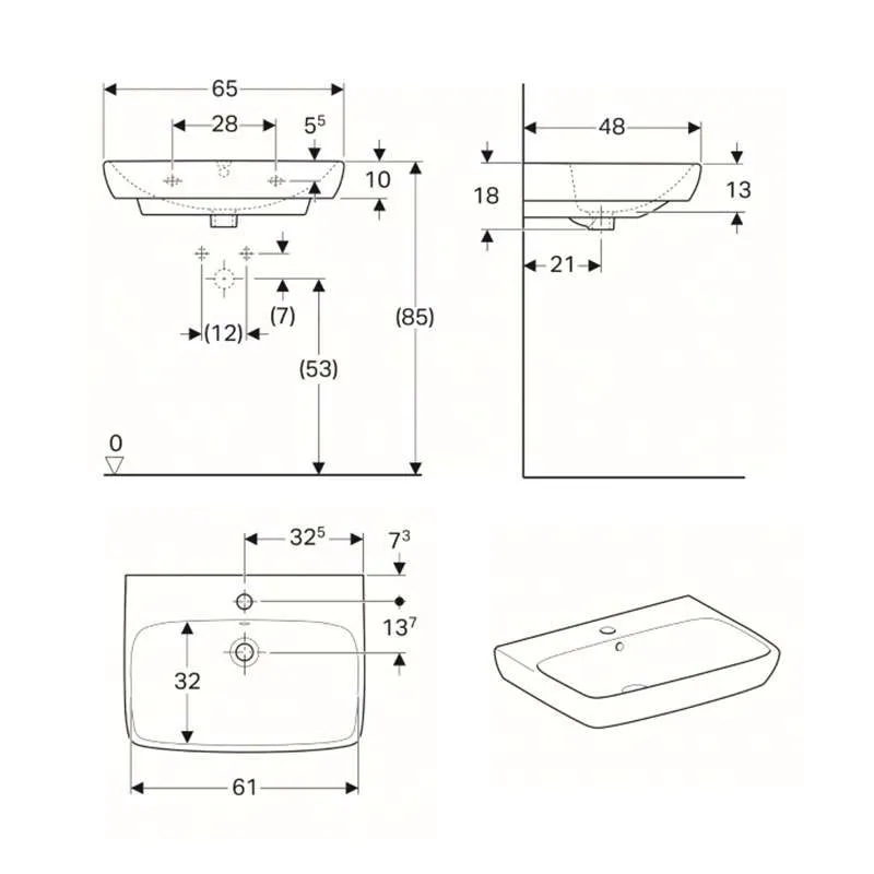 Selnova Square lavabo 65cm 