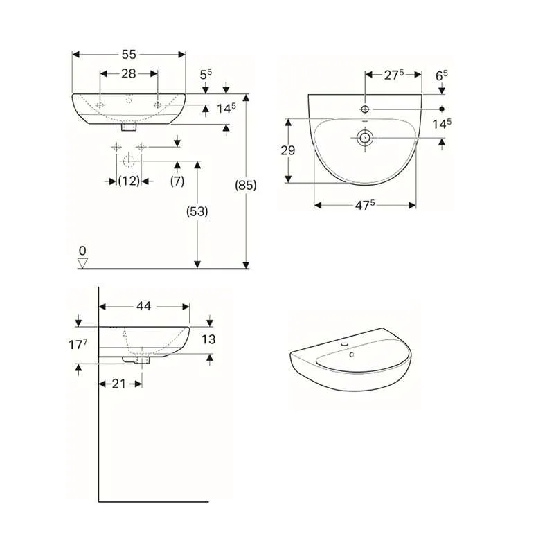 Selnova lavabo 55cm 