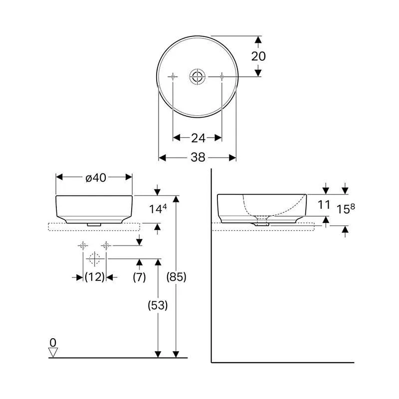 Variform nadgradni lavabo 40cm 