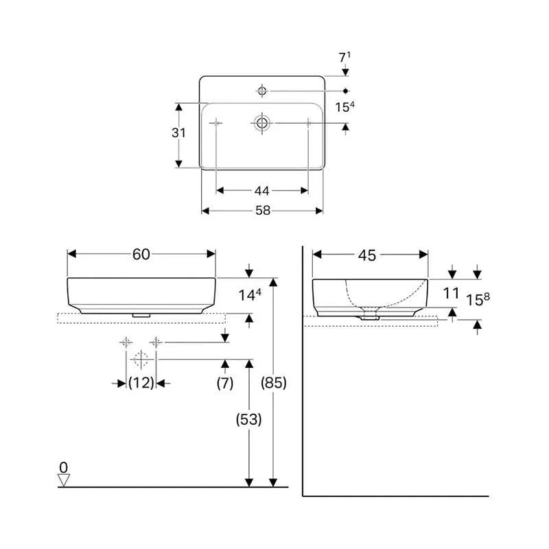 Variform nadgradni lavabo 60cm 