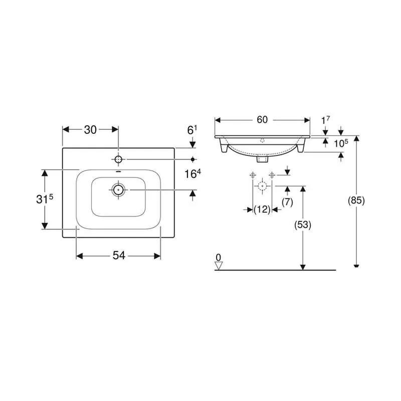 Selnova Square umivaonik 60cm 