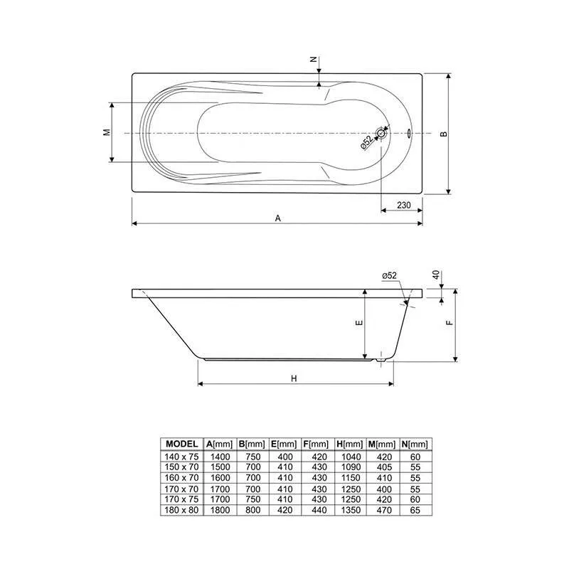 Modena kada 180x80 