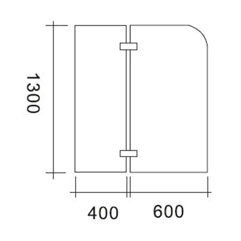 Paravan za kadu 100x130 dvodelni 